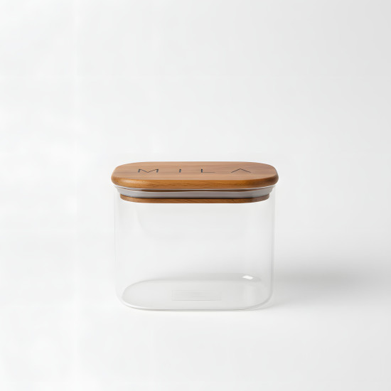 Glass Jar with Wooden Lid S